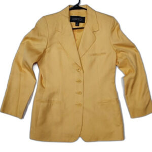 Vintage 90s Linda Allard Ellen Tracy Butter Yellow Silk Blazer 8 Petite